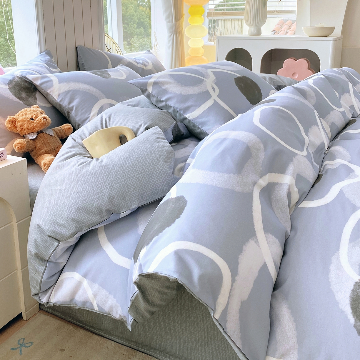 小懒猪 2026新款全棉印花北欧风系列四件套 素环影