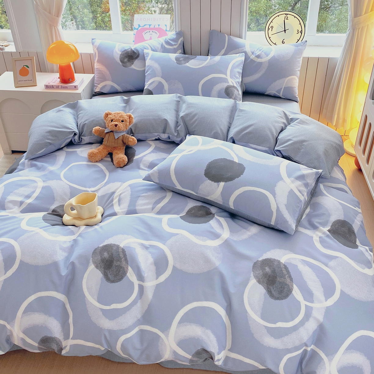 91家纺网 家纺一手货源 找家纺 小懒猪 2026新款全棉印花北欧风系列四件套 素环影