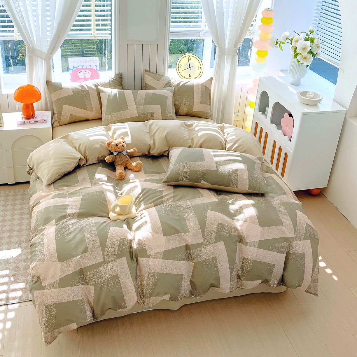 91家纺网 家纺一手货源 找家纺 小懒猪 2026新款全棉印花北欧风系列四件套 素律