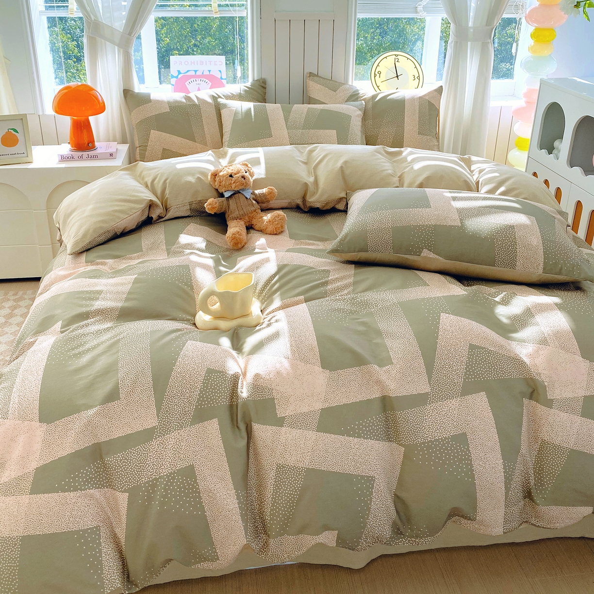 91家纺网 家纺一手货源 找家纺 小懒猪 2026新款全棉印花北欧风系列四件套 素律