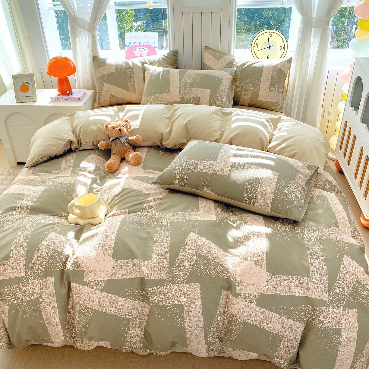 91家纺网 家纺一手货源 找家纺 小懒猪 2026新款全棉印花北欧风系列四件套 素律