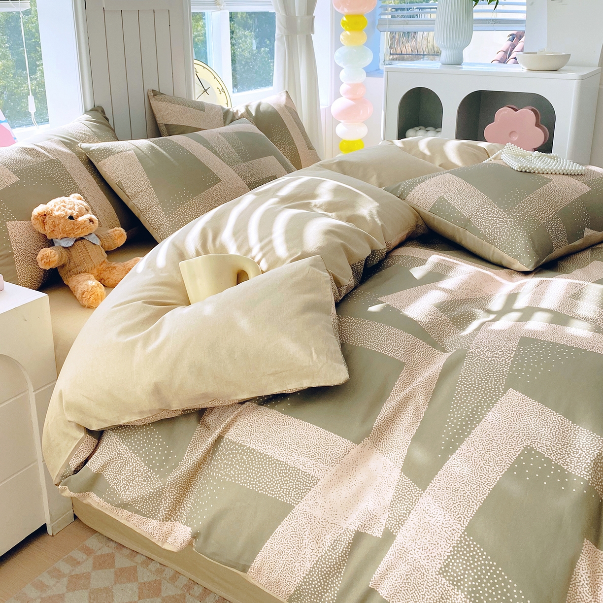 91家纺网 家纺一手货源 找家纺 小懒猪 2026新款全棉印花北欧风系列四件套 素律