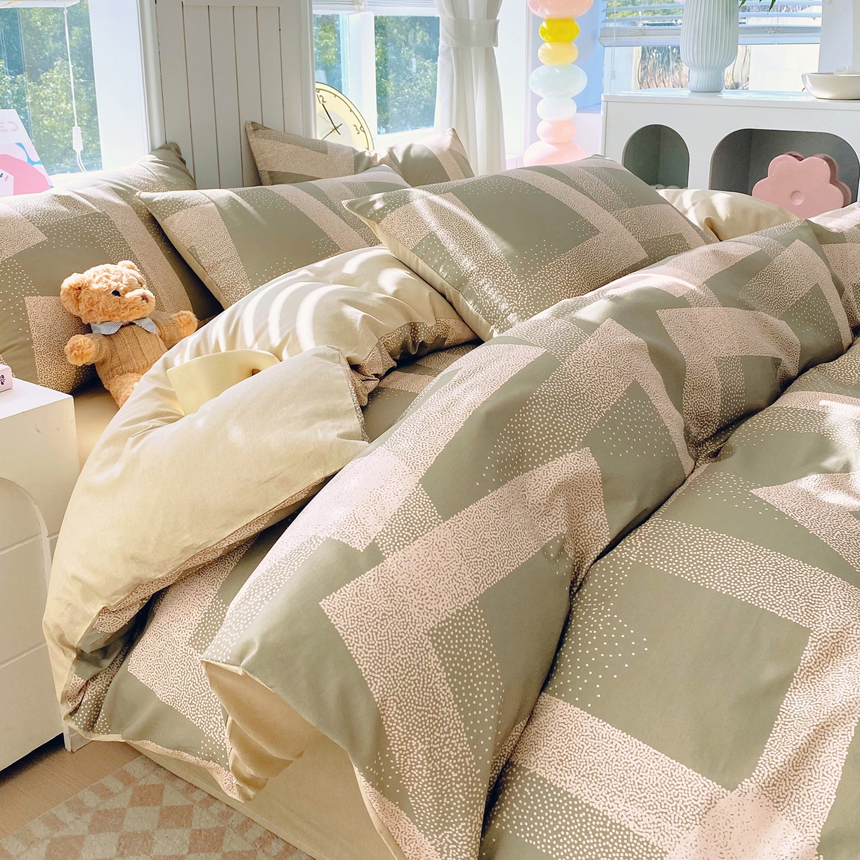 91家纺网 家纺一手货源 找家纺 小懒猪 2026新款全棉印花北欧风系列四件套 素律