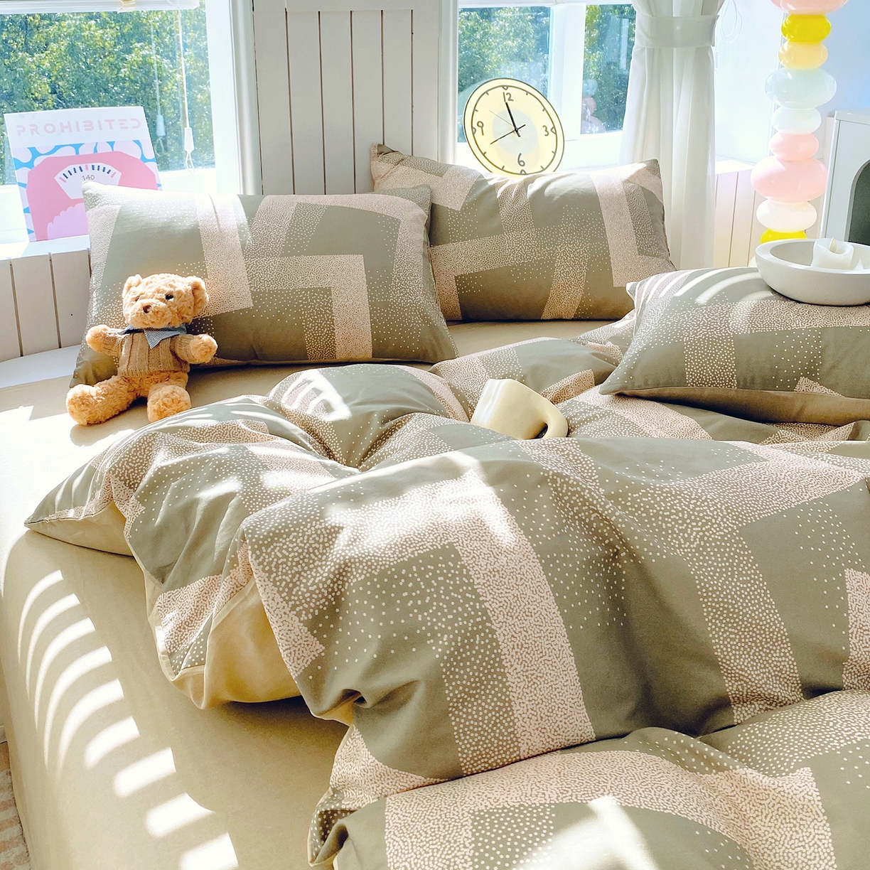 91家纺网 家纺一手货源 找家纺 小懒猪 2026新款全棉印花北欧风系列四件套 素律