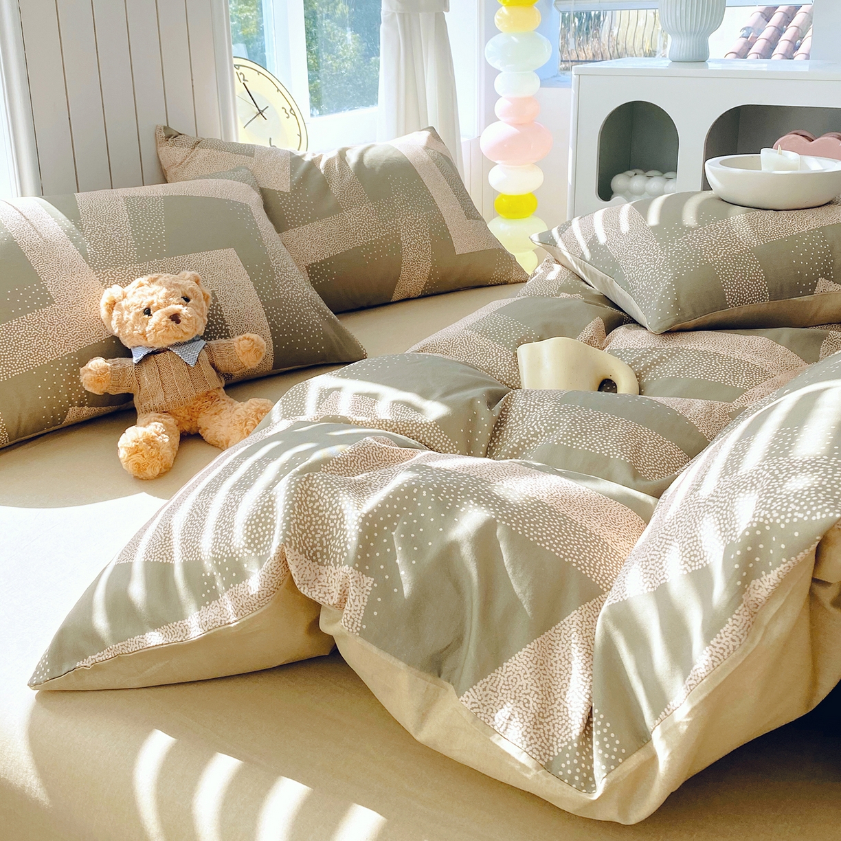 91家纺网 家纺一手货源 找家纺 小懒猪 2026新款全棉印花北欧风系列四件套 素律