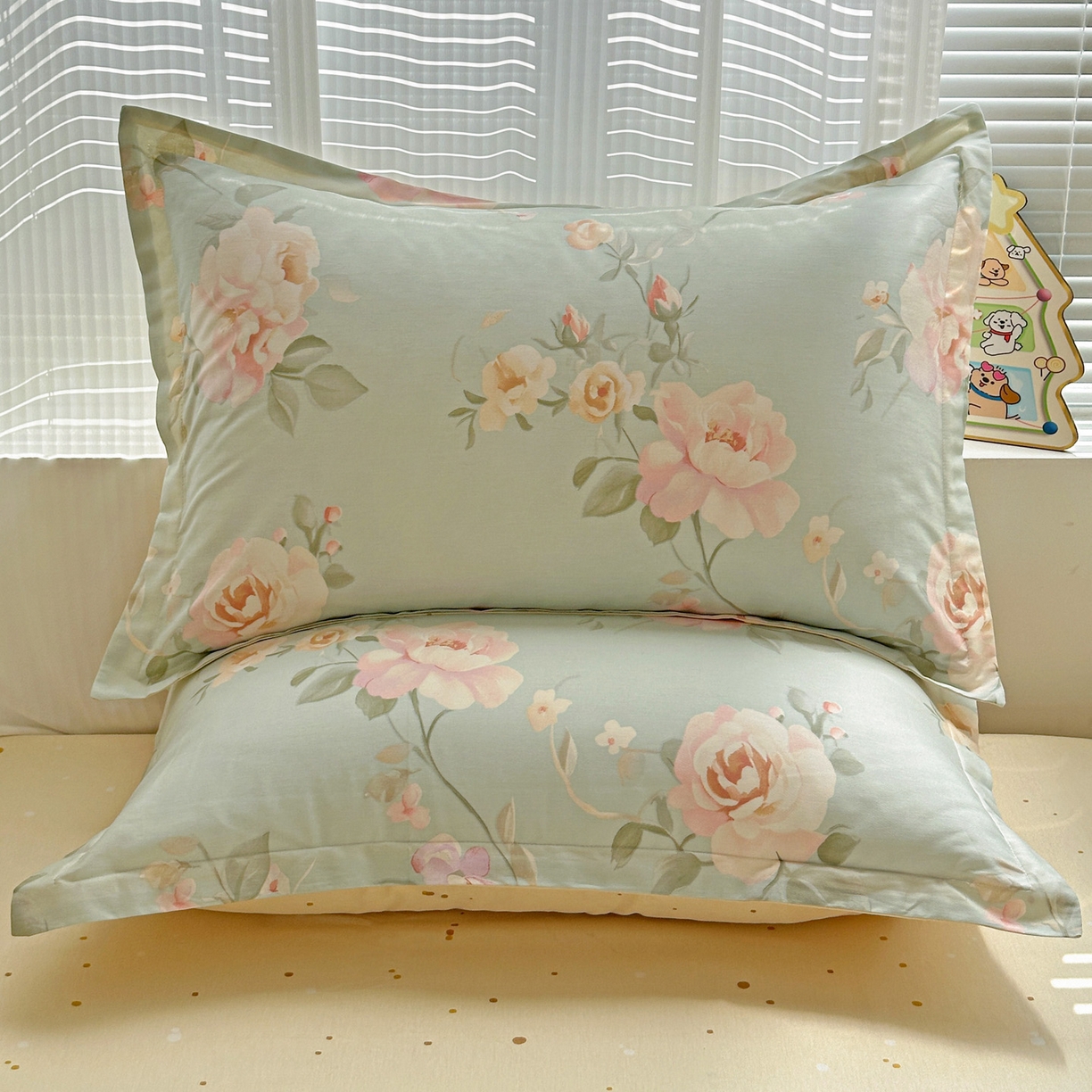 91家纺网 家纺一手货源 找家纺 春雨家居 2026新款全棉印花ins减龄可爱小清新单枕套 夏日花莳