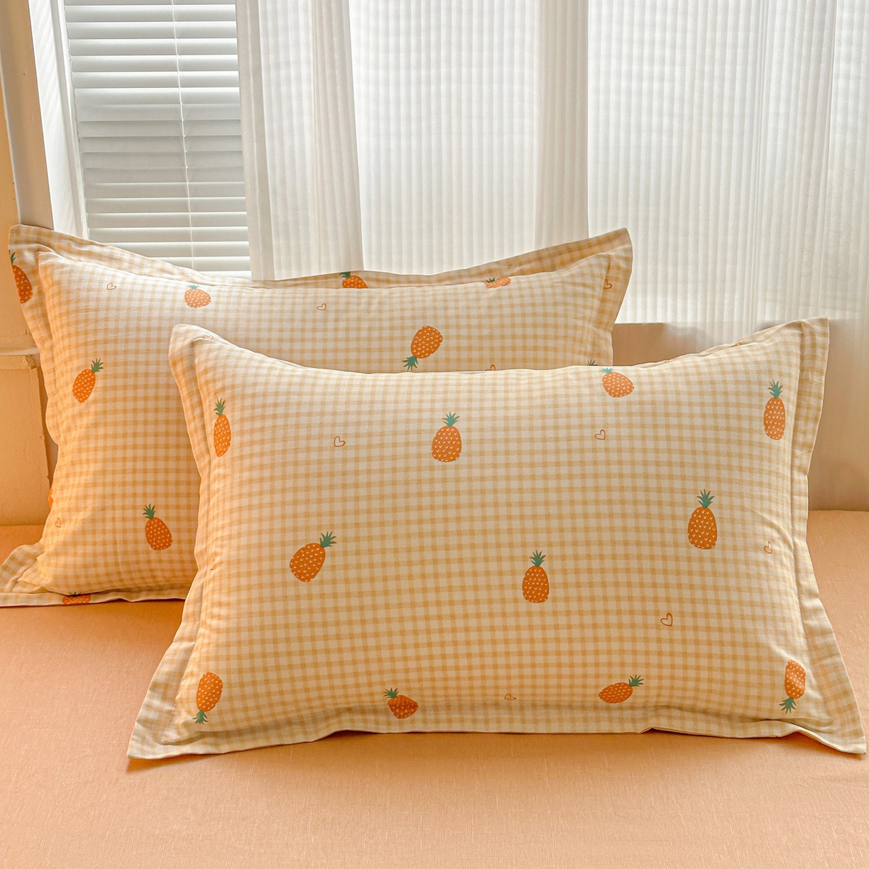 春雨家居 2026新款全棉印花ins减龄可爱小清新单枕套 小菠萝