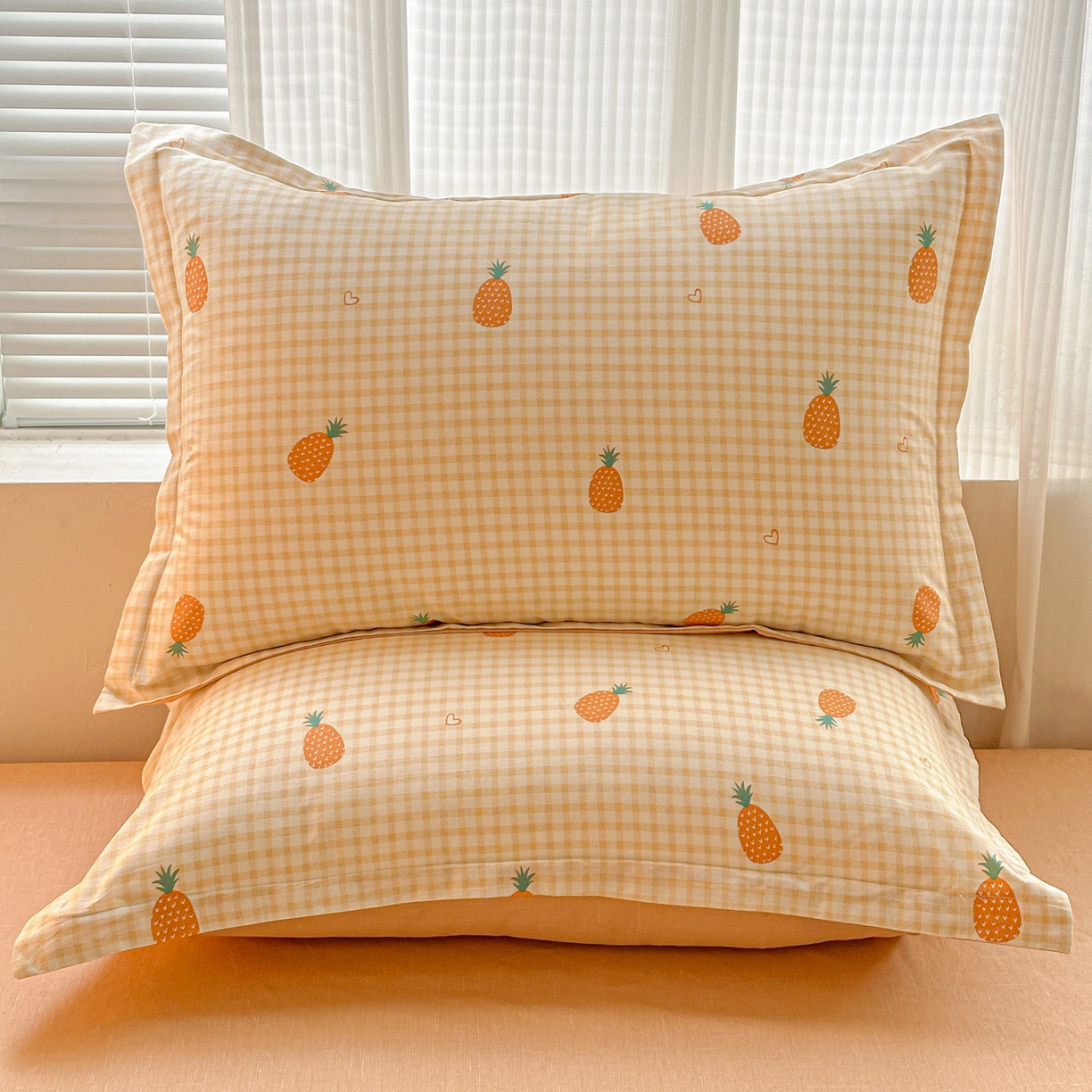 91家纺网 家纺一手货源 找家纺 春雨家居 2026新款全棉印花ins减龄可爱小清新单枕套 小菠萝