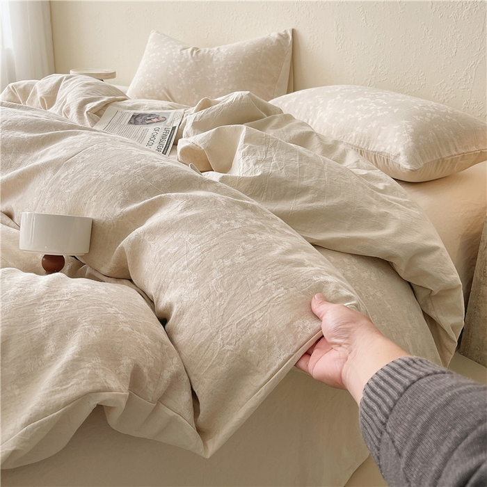 91家纺网 家纺一手货源 找家纺 琪格格纺织 2026新款A类无染本色棉麻纯棉水洗棉四件套 棉麻-安瑞雅