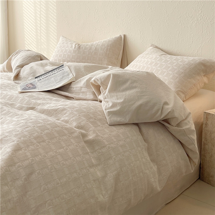 91家纺网 家纺一手货源 找家纺 琪格格纺织 2026新款A类无染本色棉麻纯棉水洗棉四件套 棉麻-米莱