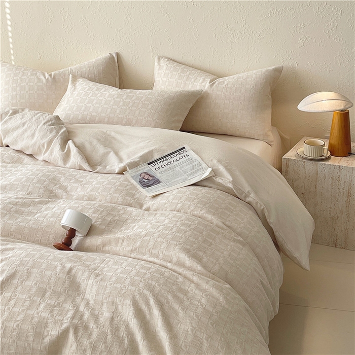 91家纺网 家纺一手货源 找家纺 琪格格纺织 2026新款A类无染本色棉麻纯棉水洗棉四件套 棉麻-米莱