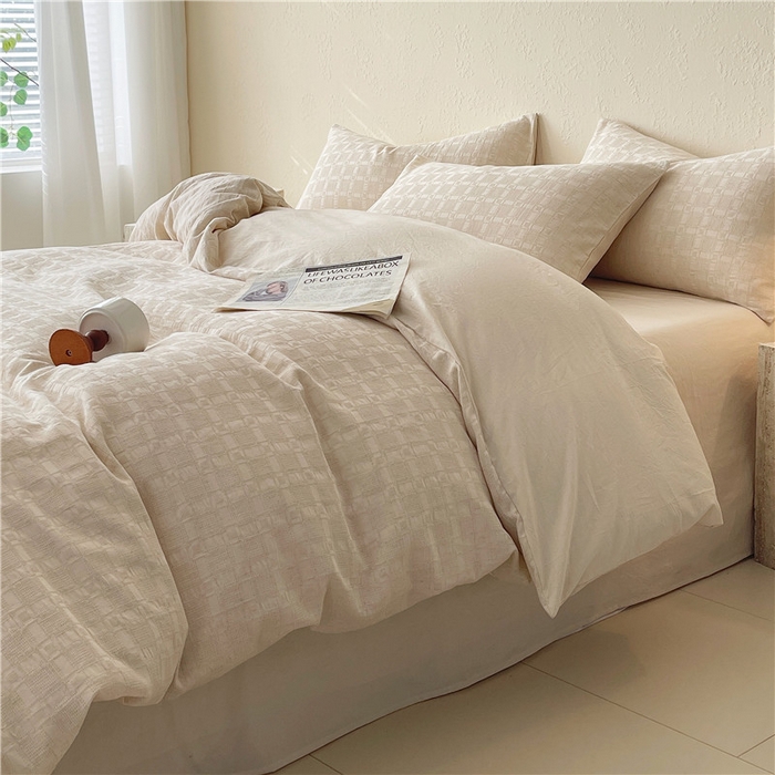 91家纺网 家纺一手货源 找家纺 琪格格纺织 2026新款A类无染本色棉麻纯棉水洗棉四件套 棉麻-米莱