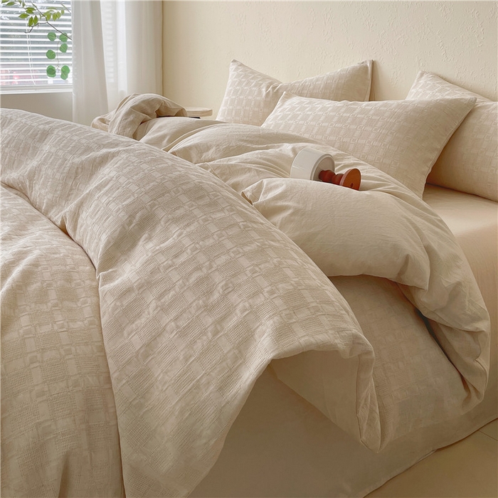 91家纺网 家纺一手货源 找家纺 琪格格纺织 2026新款A类无染本色棉麻纯棉水洗棉四件套 棉麻-米莱