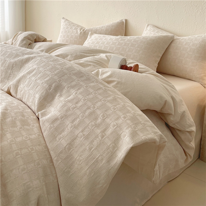 91家纺网 家纺一手货源 找家纺 琪格格纺织 2026新款A类无染本色棉麻纯棉水洗棉四件套 棉麻-米莱