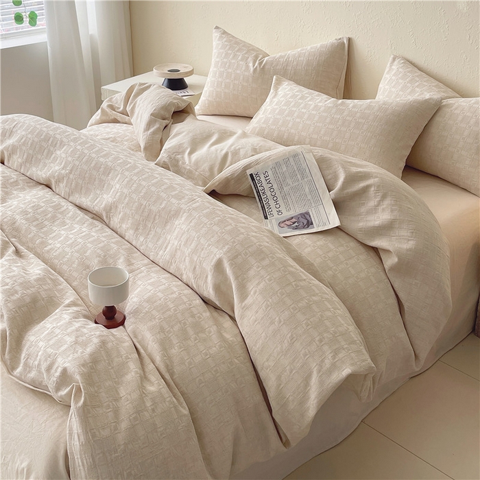91家纺网 家纺一手货源 找家纺 琪格格纺织 2026新款A类无染本色棉麻纯棉水洗棉四件套 棉麻-米莱