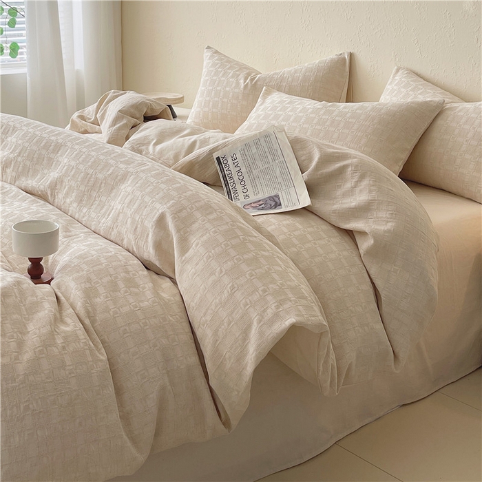 91家纺网 家纺一手货源 找家纺 琪格格纺织 2026新款A类无染本色棉麻纯棉水洗棉四件套 棉麻-米莱