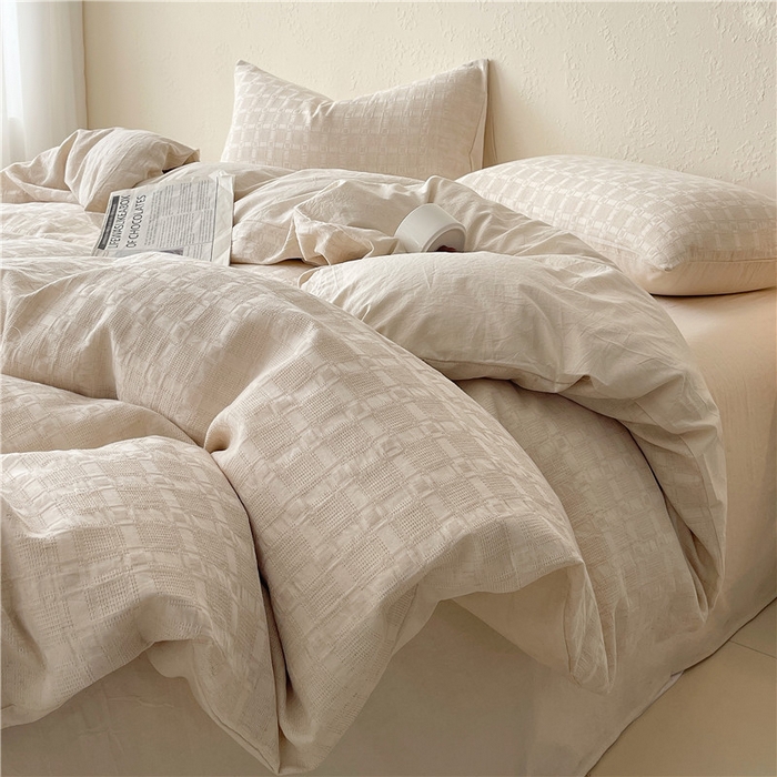 91家纺网 家纺一手货源 找家纺 琪格格纺织 2026新款A类无染本色棉麻纯棉水洗棉四件套 棉麻-米莱