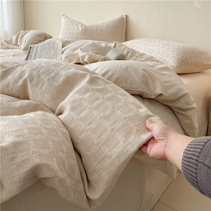 91家纺网 家纺一手货源 找家纺 琪格格纺织 2026新款A类无染本色棉麻纯棉水洗棉四件套 棉麻-米莱