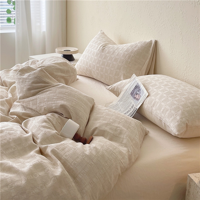 91家纺网 家纺一手货源 找家纺 琪格格纺织 2026新款A类无染本色棉麻纯棉水洗棉四件套 棉麻-米莱