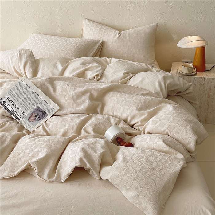 91家纺网 家纺一手货源 找家纺 琪格格纺织 2026新款A类无染本色棉麻纯棉水洗棉四件套 棉麻-米莱