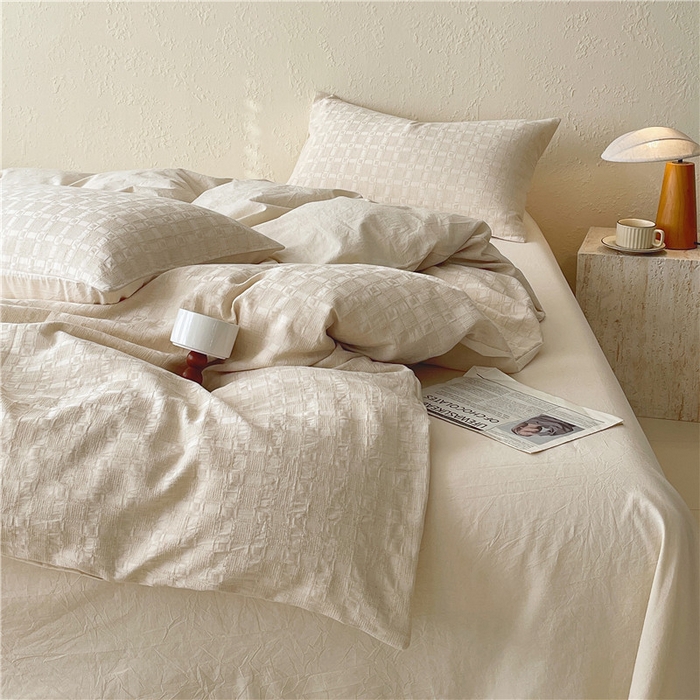 91家纺网 家纺一手货源 找家纺 琪格格纺织 2026新款A类无染本色棉麻纯棉水洗棉四件套 棉麻-米莱