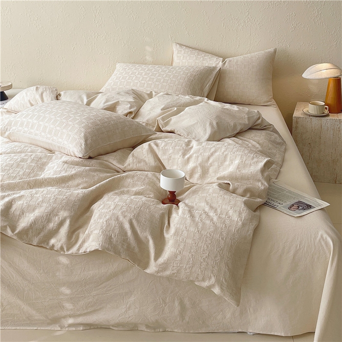 91家纺网 家纺一手货源 找家纺 琪格格纺织 2026新款A类无染本色棉麻纯棉水洗棉四件套 棉麻-米莱