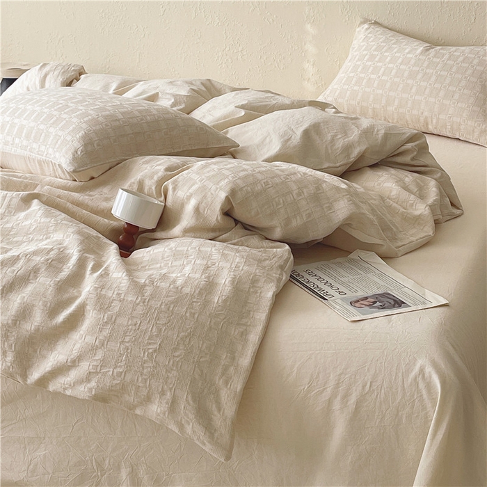 91家纺网 家纺一手货源 找家纺 琪格格纺织 2026新款A类无染本色棉麻纯棉水洗棉四件套 棉麻-米莱