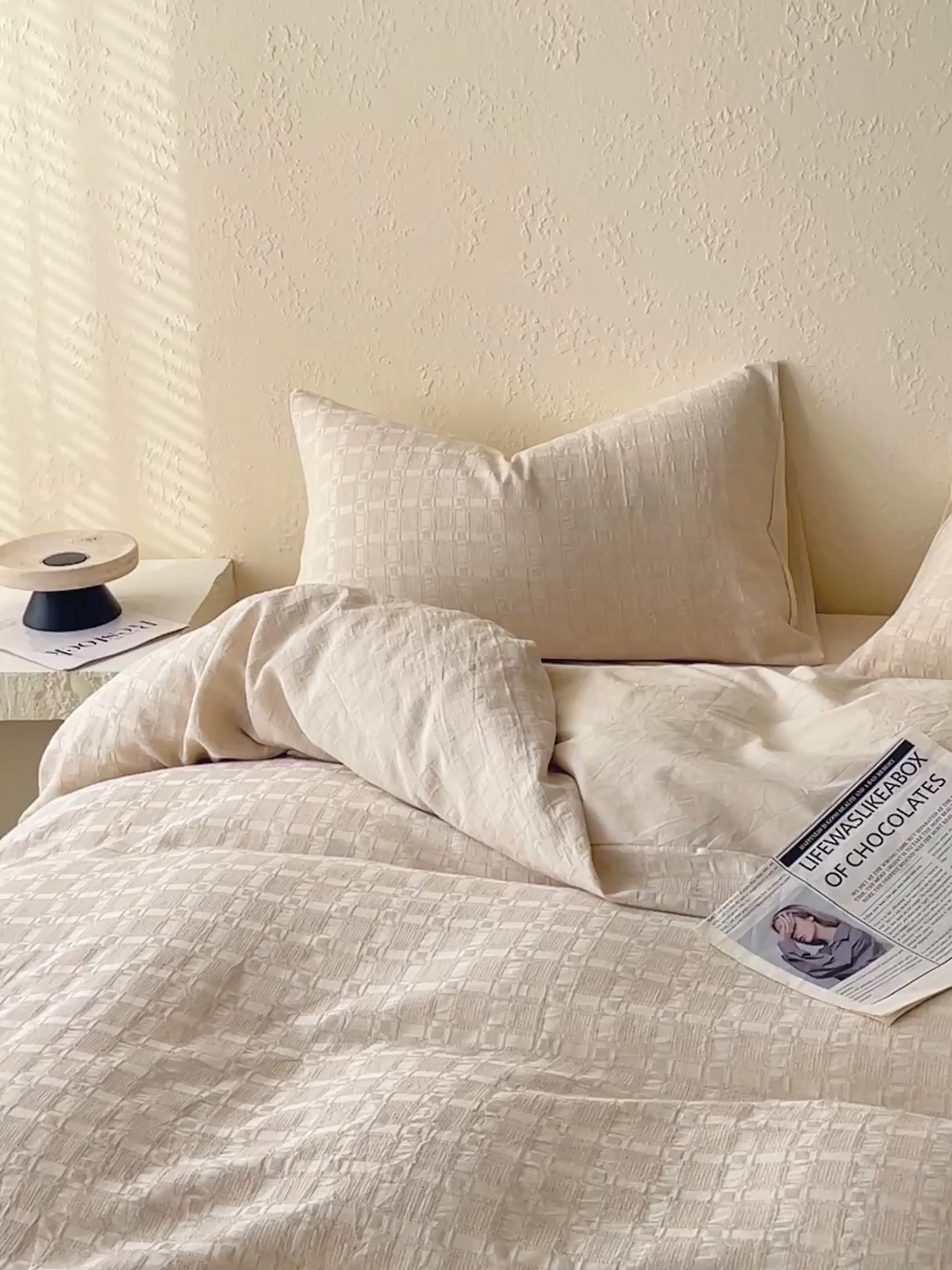 91家纺网 家纺一手货源 找家纺 琪格格纺织 2026新款A类无染本色棉麻纯棉水洗棉四件套 棉麻-米莱