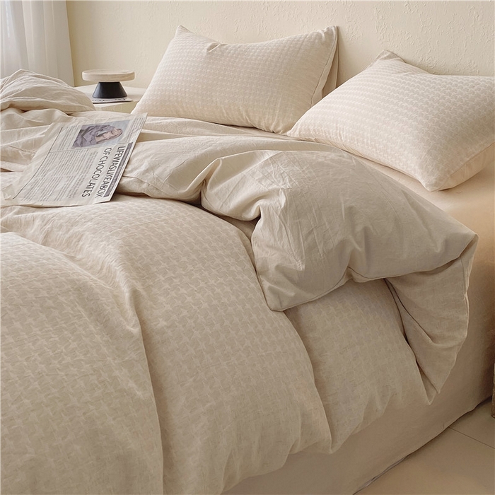 91家纺网 家纺一手货源 找家纺 琪格格纺织 2026新款A类无染本色棉麻纯棉水洗棉四件套 棉麻-星光