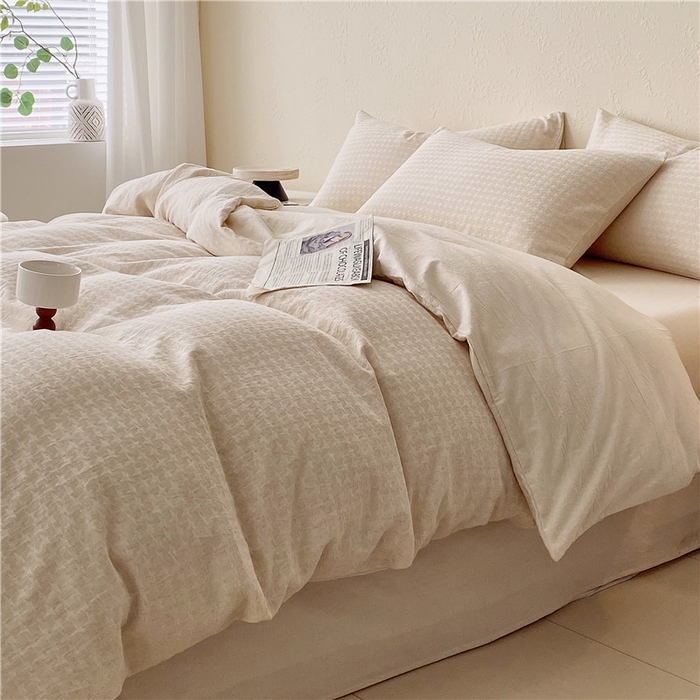 91家纺网 家纺一手货源 找家纺 琪格格纺织 2026新款A类无染本色棉麻纯棉水洗棉四件套 棉麻-星光