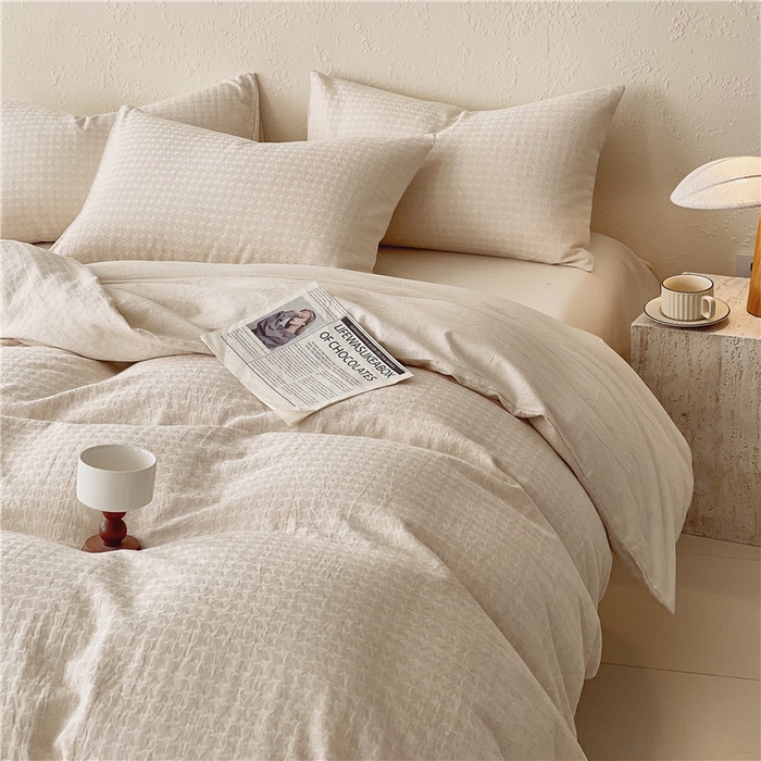 91家纺网 家纺一手货源 找家纺 琪格格纺织 2026新款A类无染本色棉麻纯棉水洗棉四件套 棉麻-星光