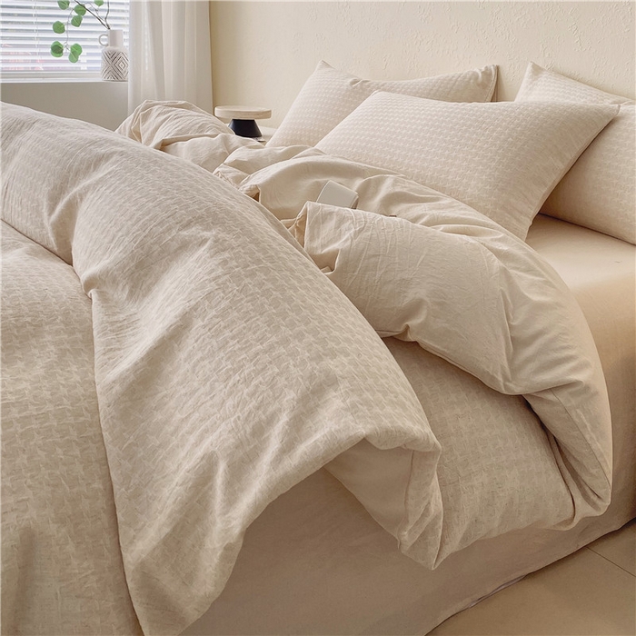 91家纺网 家纺一手货源 找家纺 琪格格纺织 2026新款A类无染本色棉麻纯棉水洗棉四件套 棉麻-星光