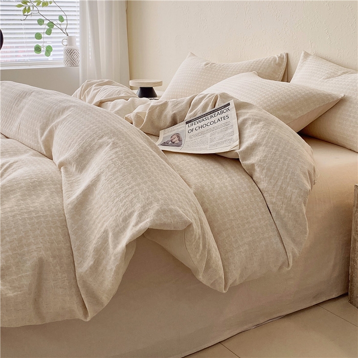 91家纺网 家纺一手货源 找家纺 琪格格纺织 2026新款A类无染本色棉麻纯棉水洗棉四件套 棉麻-星光