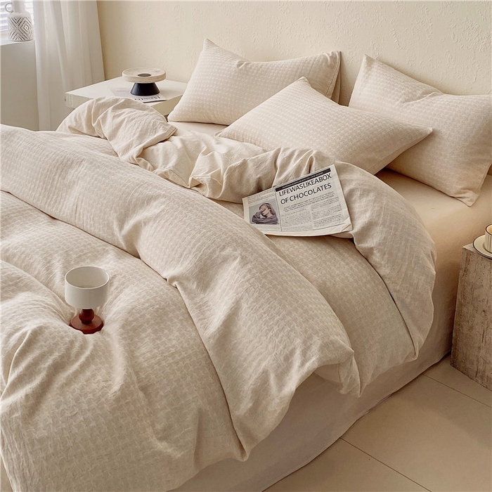 91家纺网 家纺一手货源 找家纺 琪格格纺织 2026新款A类无染本色棉麻纯棉水洗棉四件套 棉麻-星光