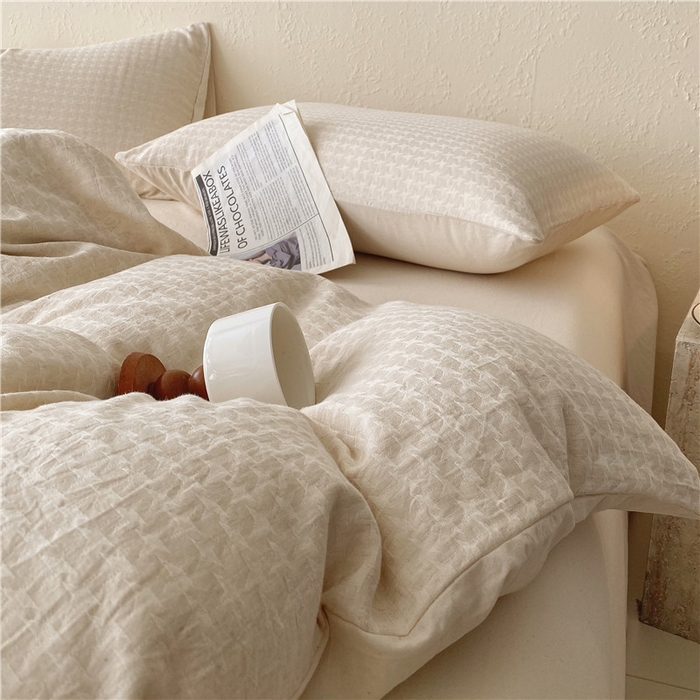 91家纺网 家纺一手货源 找家纺 琪格格纺织 2026新款A类无染本色棉麻纯棉水洗棉四件套 棉麻-星光