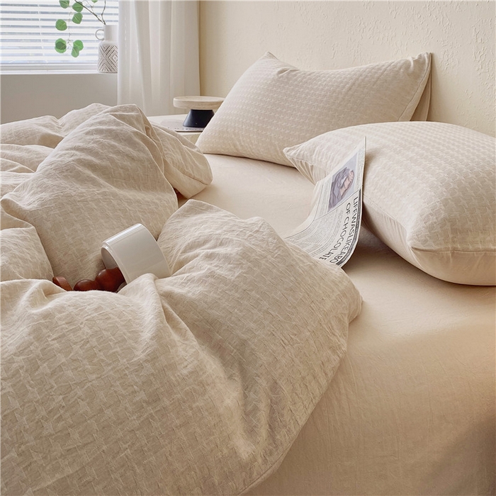 91家纺网 家纺一手货源 找家纺 琪格格纺织 2026新款A类无染本色棉麻纯棉水洗棉四件套 棉麻-星光