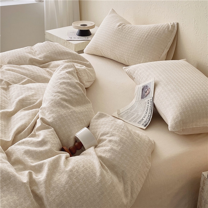 91家纺网 家纺一手货源 找家纺 琪格格纺织 2026新款A类无染本色棉麻纯棉水洗棉四件套 棉麻-星光