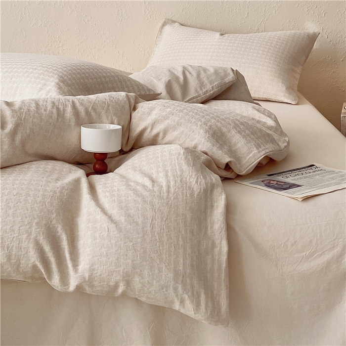 91家纺网 家纺一手货源 找家纺 琪格格纺织 2026新款A类无染本色棉麻纯棉水洗棉四件套 棉麻-星光