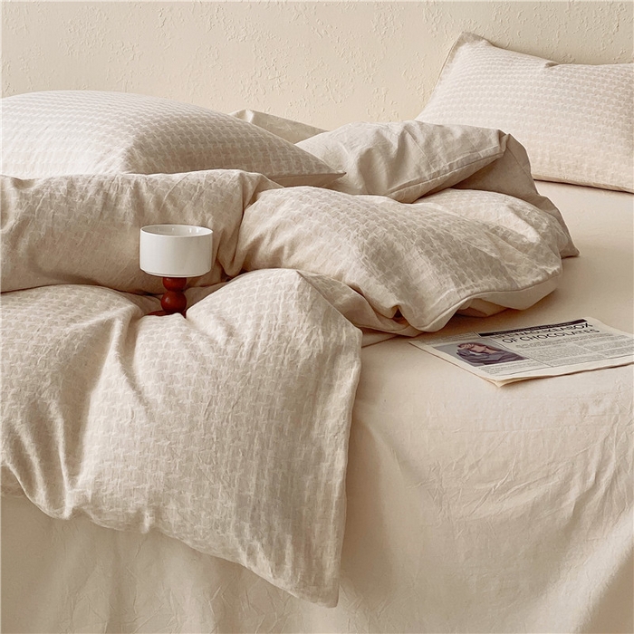 91家纺网 家纺一手货源 找家纺 琪格格纺织 2026新款A类无染本色棉麻纯棉水洗棉四件套 棉麻-星光