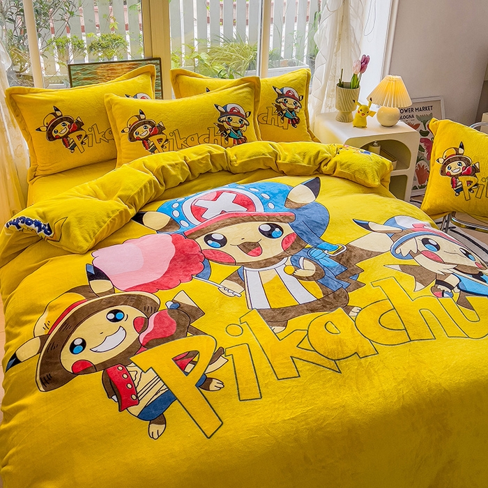 91家纺网 家纺一手货源 找家纺 （总）2024新款卡通法莱绒牛奶绒珊瑚绒四件套升级版