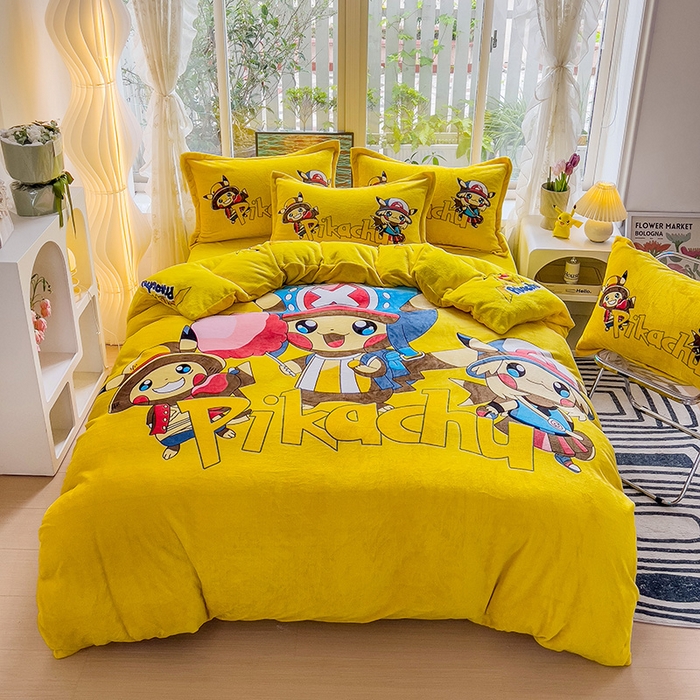 （总）2024新款卡通法莱绒牛奶绒珊瑚绒四件套升级版