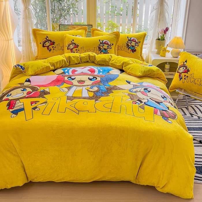 91家纺网 家纺一手货源 找家纺 （总）2024新款卡通法莱绒牛奶绒珊瑚绒四件套升级版