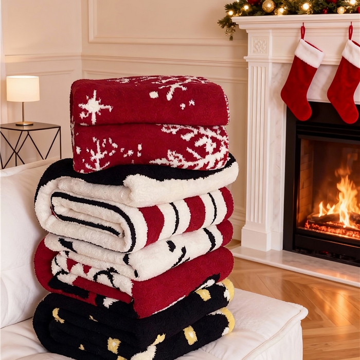 91家纺网 家纺一手货源 找家纺 琪格格纺织 2026新款原创加厚半边绒毛毯系列 小狗日记-红