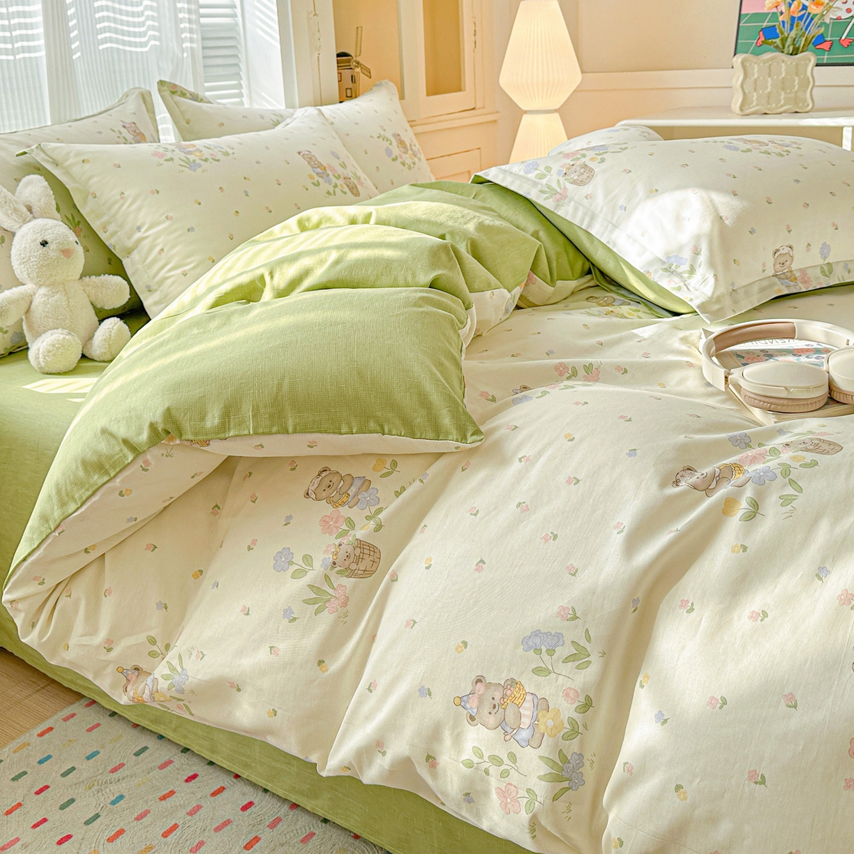 91家纺网 家纺一手货源 找家纺 春雨家居 2026新款全棉印花ins减龄可爱小清新单被套 浪漫花园