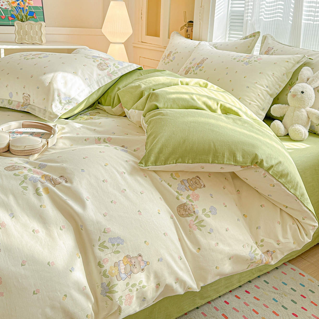 91家纺网 家纺一手货源 找家纺 春雨家居 2026新款全棉印花ins减龄可爱小清新单被套 浪漫花园