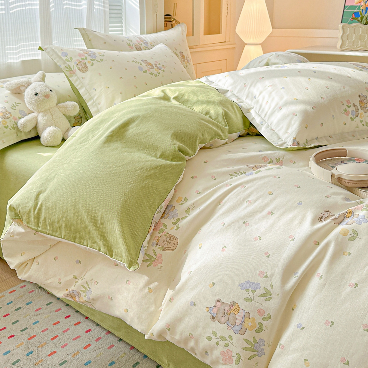 91家纺网 家纺一手货源 找家纺 春雨家居 2026新款全棉印花ins减龄可爱小清新单被套 浪漫花园