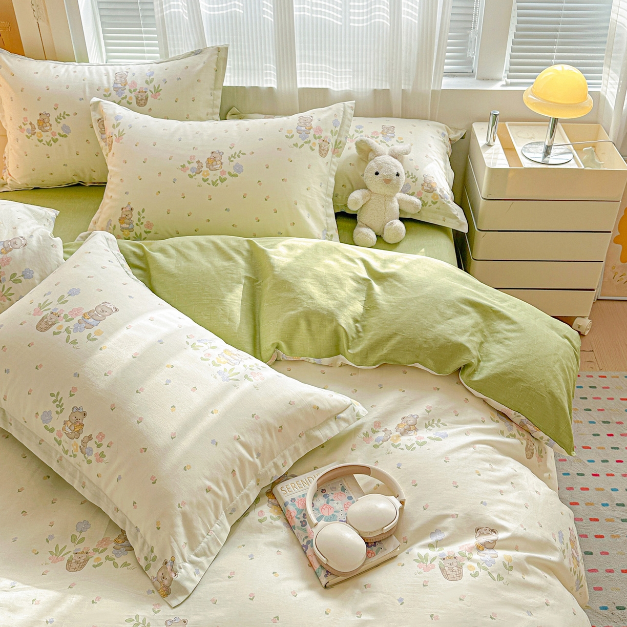 91家纺网 家纺一手货源 找家纺 春雨家居 2026新款全棉印花ins减龄可爱小清新单被套 浪漫花园