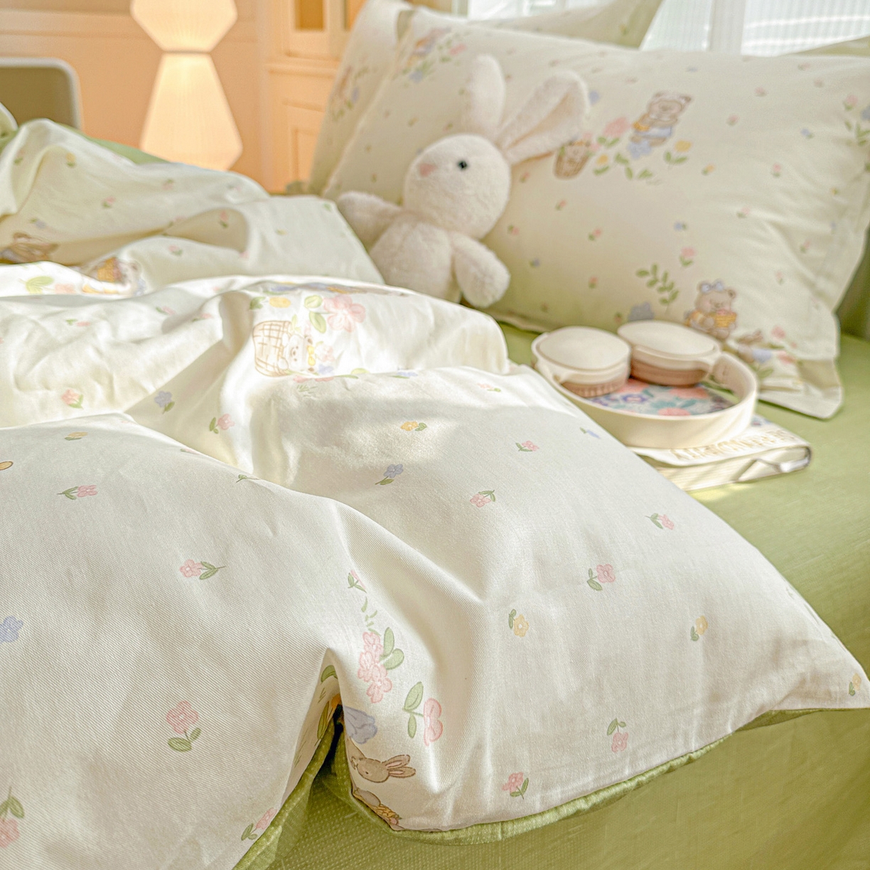 91家纺网 家纺一手货源 找家纺 春雨家居 2026新款全棉印花ins减龄可爱小清新单被套 浪漫花园