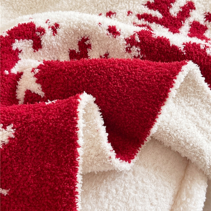 91家纺网 家纺一手货源 找家纺 琪格格纺织 2026新款原创加厚半边绒毛毯系列 雪花-白