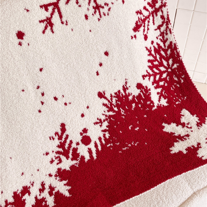 91家纺网 家纺一手货源 找家纺 琪格格纺织 2026新款原创加厚半边绒毛毯系列 雪花-白